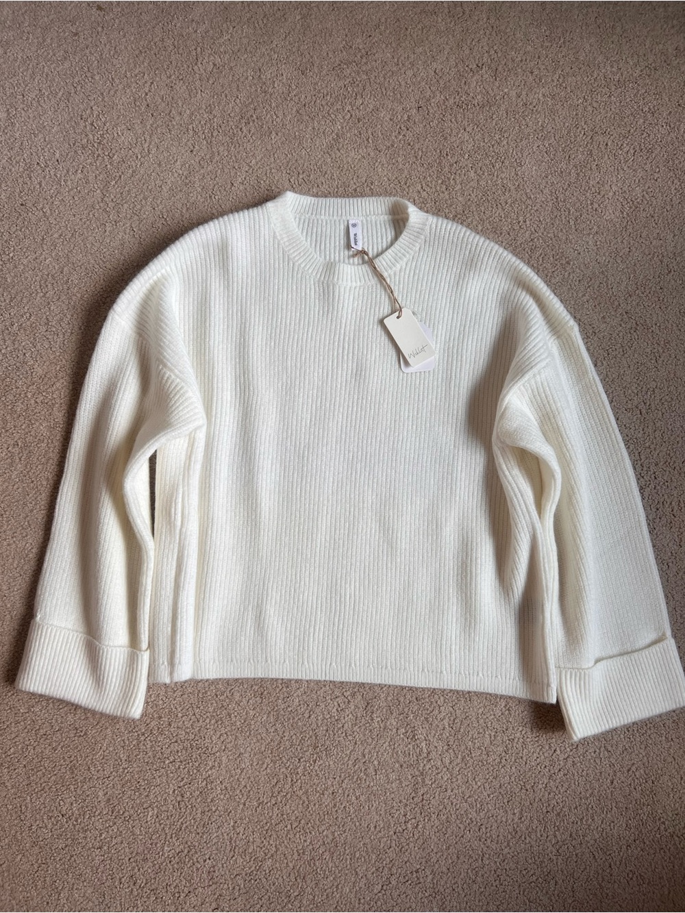 White Ribbed Sweater - Picture 1 of 4